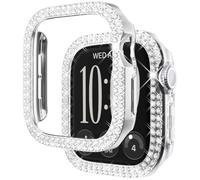 NewWays 2-pack Bling Case for Apple Watch Series 12 46mm,Silver+Clear