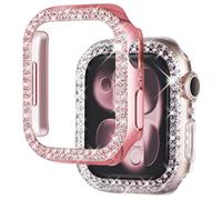 NewWays 2-pack Bling Case for Apple Watch Series SE/6/5/4 40mm,Pink+Clear