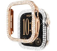 NewWays 2-pack Case for Apple Watch Series SE/6/5/4 40mm,RoseGold+Clear | Women Overall Protective Bumper Diamond Bling Cover without Protective Film
