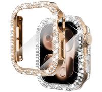 NewWays 2 Pack Compatible with Apple Watch Series 11/10 42mm Case Built-in Screen Protector,Women Diamond Bling Cases for iWatch Series 11/10 42mm,RoseGold/Clear