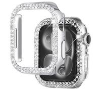 NewWays 2-pack Women Bling Case Compatible with Apple Watch 40mm Series 6/5/4/SE(2025-2020) Without Protective Film,Overall Protective Bumper Diamond Cases for iWatch 40mm(Silver+Clear)