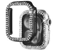 NewWays 2-pack Women Bling Case Compatible with Apple Watch 40mm Series 6/5/4/SE(2025-2020) Without Protective Film,Overall Protective Bumper Diamond Cases for iWatch 40mm(Black+Clear)
