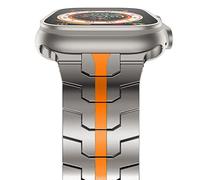 NewWays 49mm 46mm 45mm 44mm 42mm(Series 3 2 1) Titanium Strap Compatible with Apple Watch, Metal Straps Replacement Band for iWatch Ultra 2/Ultra Series 10/9/8/7/6/5/4/3/2/1/SE,Titanium/Orange