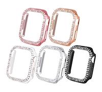 NewWays 5 Pack Women Bling Case 44mm Compatible with Apple Watch Series 6/5/4/SE(2024-2020) Without Protective Film,Overall Protective Diamond Cases for iWatch 44mm,5 Colors