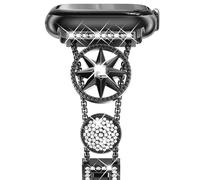 NewWays Bling Slim Strap Compatible with Apple Watch 42mm(Series 3 2 1) 44mm 45mm 46mm, Women Metal Band for iWatch SE Series 11 10 9 8 7 6 5 4 3 2 1,Black