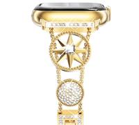 NewWays Bling Slim Strap Compatible with Apple Watch 42mm(Series 3 2 1) 44mm 45mm 46mm, Women Metal Band for iWatch SE Series 11 10 9 8 7 6 5 4 3 2 1,Gold