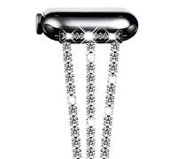 NewWays Bling Strap Compatible for Apple Watch Straps 46mm 45mm 44mm 42mm(Series 3 2 1),Women Stainless Steel Bracelet Replacement Band for iWatch Series 10 9 8 7 6 5 4 3 2 1 SE (Shinystone-Black)