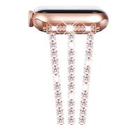 NewWays Bling Strap Compatible for Apple Watch Straps 46mm 45mm 44mm 42mm(Series 3 2 1),Women Stainless Steel Bracelet Band for iWatch Series 11 10 9 8 7 6 5 4 3 2 1 SE (Shinystone-Rosegold)