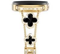 NewWays Compatible for Samsung Galaxy Watch 8 40mm 44mm/8 Classic 46mm Bands, Women Metal 4 Leaf Clover Bling Jewelry Bracelet Rhinestone Strap Wristband for Galaxy Watch 8/8 Classic