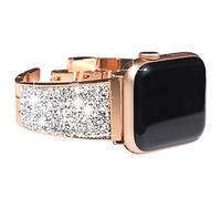 NewWays Compatible with Apple Watch Strap 38mm 40mm 41mm 42mm(Series 11/10),Women Crystal Diamond Bling Bracelet Replacement Band for iWatch Series 11/10/9/8/7/6/5/4/3/2/1/SE,Crystal Rosegold