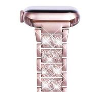 NewWays Compatible with Apple Watch Strap 38mm 40mm 41mm 42mm(Series 11/10),Women Sparkling Bling Stainless Steel Link Bracelet Replacement Band for iwatch Series 11/10/9/8/7/6/5/4/3/2/1/SE,Pink