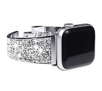 NewWays Compatible with Apple Watch Strap 46mm 45mm 44mm 42mm(Series 3 2 1),Women Crystal Diamond Bling Bracelet Replacement Band for iWatch Series 10/9/8/7/6/5/4/3/2/1/SE,Crystal Silver