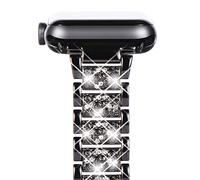 NewWays Compatible with Apple Watch Strap 46mm 45mm 44mm 42mm(Series 3 2 1),Women Sparkling Bling Stainless Steel Link Bracelet Replacement Band for iwatch Series 11/10/9/8/7/6/5/4/3/2/1/SE,Black
