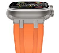 NewWays Compatible with Apple Watch Strap 49 mm 46 mm 45 mm 44 mm 42 mm (Series 1 2 3), Silicone Sports Bracelet for iWatch Ultra 2/Ultra Series 10/9/8/7/6/5/4/3/2/1/SE Men Women, Orange/Titanium Plug