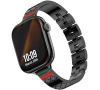 NewWays for Apple Watch Band 46mm Series 11 10 Series 9 8 7 45mm 44mm SE Series 6 5 4 3 42mm, Slim Bracelet Designer Dressy Stainless Steel Metal Strap Bangle for iWatch Women, Black