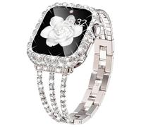 NewWays for Apple Watch Band with Bling Case for Women, Jewelry Slim Tennis Bracelet Strap with Bling Protective Case for iWatch - Sparkle You Days, Shine Every Moments
