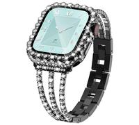 NewWays for Apple Watch Band with Bling Case for Women, Jewelry Slim Tennis Bracelet Strap with Bling Protective Case for iWatch - Sparkle You Days, Shine Every Moments