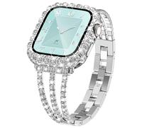 NewWays for Apple Watch Band with Bling Case for Women, Jewelry Slim Tennis Bracelet Strap with Bling Protective Case for iWatch - Sparkle You Days, Shine Every Moments