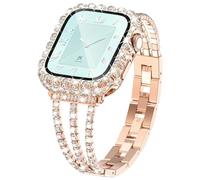 NewWays for Apple Watch Band with Bling Case for Women, Jewelry Slim Tennis Bracelet Strap with Bling Protective Case for iWatch - Sparkle You Days, Shine Every Moments