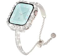 NewWays for Apple Watch Bands Series 10 42mm for Women, Jewelry Diamond Rhinestone Stainless Steel Metal Wristband Strap with Bling PC Protective Case for iWatch Series10, Starlight