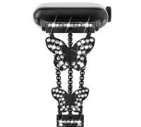 NewWays Metal Bracelet Strap Compatible for Apple Watch 38mm 40mm 41mm 42mm(Series 10),Women Bling Stainless Steel Replacement Band for iWatch Series 10/9/8/7/6/5/4/3/2/1/SE,Black