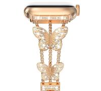 NewWays Metal Bracelet Strap Compatible for Apple Watch 46mm 45mm 44mm 42mm(Series 3 2 1),Women Bling Stainless Steel Replacement Band for iWatch Series 11/10/9/8/7/6/5/4/3/2/1/SE,Rose gold