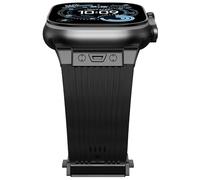 NewWays Silicone Strap Compatible with Apple Watch 49 mm 46 mm 45 mm 44 mm 42 mm (Series 3 2 1), Sports Replacement Strap for iWatch Ultra 3 2 1 Series 11 10 9 8 7 6 5 4 3 2 1 SE, Black/Black Plug