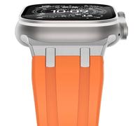 NewWays Silicone Strap Compatible with Apple Watch 49mm 46mm 45mm 44mm 42mm(Series 3 2 1),Sport Straps Replacement Band for iWatch Ultra 3 2 1 Series 11 10 9 8 7 6 SE 5 4 3 2 1,Orange/Silver Connector