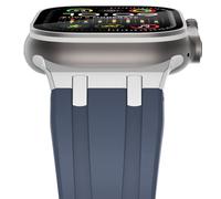 NewWays Silicone Strap Compatible with Apple Watch 49mm 46mm 45mm 44mm 42mm(Series 3 2 1),Sport Straps Replacement Band for iWatch Ultra 2/Ultra Series 10 9 8 7 6 SE 5 4 3 2 1,Blue/Silver Connector