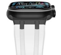 NewWays Silicone Strap Compatible with Apple Watch 49mm 46mm 45mm 44mm 42mm(Series 3 2 1),Sport Straps Replacement Band for iWatch Ultra 3 2 1 Series 11 10 9 8 7 6 SE 5 4 3 2 1,White/Black Connector