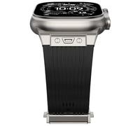 NewWays Silicone Strap for Apple Watch 49 mm 46 mm 45 mm 44 mm, Black/Titanium