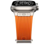NewWays Silicone Strap for Apple Watch 49 mm 46 mm 45 mm 44 mm, Orange/Titanium