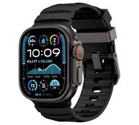 NewWays Sports Rugged Silicone Rubber Band for Apple Watch Ultra 2 49mm Series 10 46mm 45mm 44mm, Rocky Point Band for iWatch Ultra Series 10 9 8 7 6 5 4 SE, Black with Black Hardware