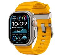 NewWays Sports Rugged Silicone Rubber Band for Apple Watch Ultra 3 2 49mm Series11 10 46mm 45mm 44mm, Rocky Point Band for iWatch Ultra Series 11 10 9 8 7 6 5 4 SE, Yellow with Titanium Hardware