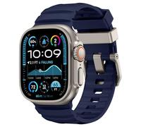 NewWays Sports Rugged Silicone Rubber Band for Apple Watch Ultra 3 2 49mm Series11 10 46mm 45mm 44mm, Rocky Point Band for iWatch Ultra Series 11 10 9 8 7 6 5 4 SE, Blue with Titanium Hardware