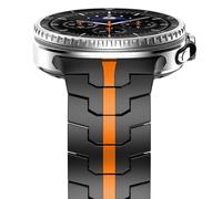 NewWays Titanium Grade 2 Metal Strap Compatible with Samsung Galaxy Watch 8 Classic 46 mm/Watch 8 44 mm 40 mm, Black/Orange