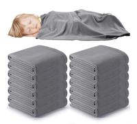 Newwiee 12 Pcs Fleece Daycare Cot Blankets, 39 x 59 Inch Lightweight Cozy Rest Blanket, Warm Nap Blanket for Kids Boys Girls Toddler Nursery Preschool(Gray)