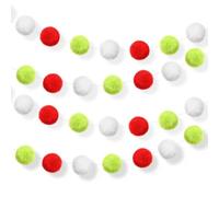 Newwiee 2 Pack Christmas Furry Pom Pom Ball Garland 6.56 ft Pastel Furry Xmas Banner for Christmas Tree Mantle Fireplace Red White Green Xmas Garland Decorations for Indoor Home Wall Party Decor