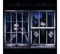 Newwiee 2 Pcs Scary Halloween Curtain Window Silhouette Cover Decoration Theme Poster for Indoor Outdoor Party Wall Door(Spooky Ghost)