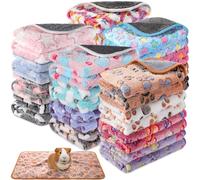 Newwiee 20 Pcs Small PET Fleece Blanket Washable Waterproof Small Animal Cage Bedding Guinea Pig Puppy Dog Cat Pee Pad Liner Accessories(12 x 12 Inch, Assorted)