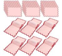Newwiee 54 Pcs Table Decor Set Includes 6 Satin Table Runners 13x70 Inch and 48 Placemats Pink Base with Red Wave Trim Durable Polyester Fabric Reusable Dining Decoration for Wedding Banquet Birthday