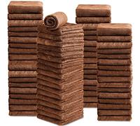 Newwiee 72 Pack Microfiber Bleach Proof Towels Bulk for Salon 18 x 30 Inch Dry Lint Free Hair Drying Hand Towels for Hair, Gym, Bath, Spa, Shaving, Barber(Brown)