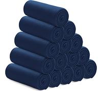 Newwiee Fleece Blankets Bulk 50 x 60 Inch Double Sided Ultra Soft Fleece Throw Blankets Bulk Lightweight Warm for Airplane Home Office Wedding Gifts Outdoor Use(Navy Blue,15 Pack)
