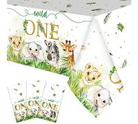 Newwiee Wild One Tablecloths Jungle Safari Tablecloths Wild One Birthday Decorations Safari Wild Animal Table Cover Rectangle Jungle Table Cloths for Birthday Baby Party Decorations, 54 x 108 Inch