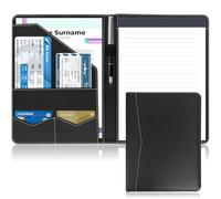 NEWYES A4 Conference Padfolio Organizer - Premium Faux Leather Executive Interview Folder, Document Wallet & Resume Case with Pen Holder for Business, Women & Men (Black)