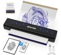 NEWYES A4 Portable Wireless Thermal Printer, Bluetooth Mobile Travel Copier Compatible with Phone Tablet & PC, Inkless Stencil Machine (Tattoo Printer + 10 Stencil Papers)