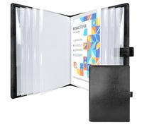 NEWYES Premium Faux Leather A4 Display Folder Presentation Portfolio Binder with 30 Pockets Holds 60 Pages Slim Water-Repellent Document Organiser, Classic Black