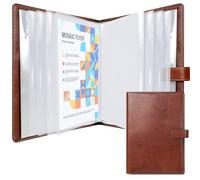 NEWYES Premium Faux Leather A4 Display Folder Presentation Portfolio Binder with 30 Pockets Holds 60 Pages Slim Water-Repellent Document Organiser, Vintage Brown
