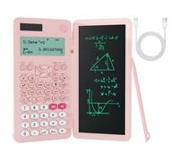 NEWYES Rechargeable Scientific Calculators 991ES MAX, 417 Functions, Writing Pad, Foldable Hard Case, 4-Line Written Display Advanced Calculators for Students School Engineering, Dual Power, Pink