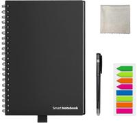 NEWYES Reusable Notepad A5 Size - Digital Notebook with Pen & App - To Do List Book with 7 Page Templates, Black